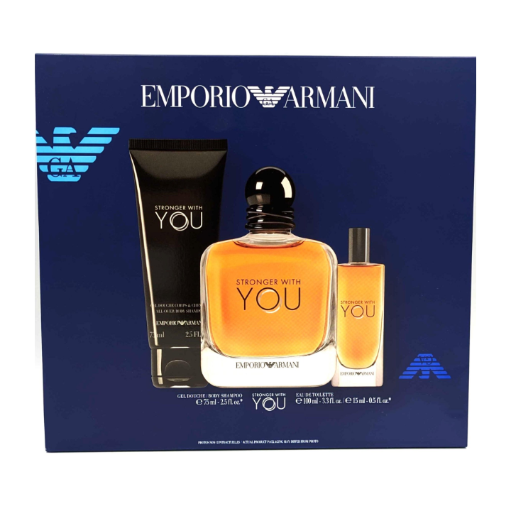 Emporio Armani Stronger with YOU para Hombre Set de Regalo Perfume 100 ml + Gel Ducha 75 ml + Perfume 15 ml